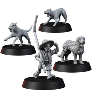 HALFLINGS - FARMER AND DOGS (4U)